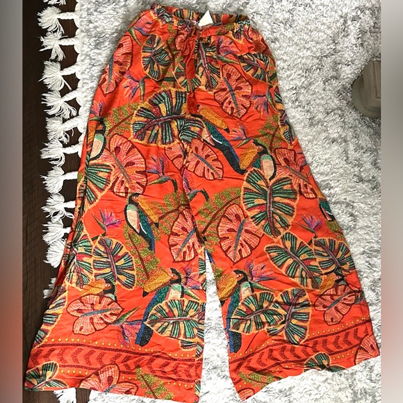‼️RARE‼️🎸Farm Rio🎸🔥NWT🔥Birdie Wide-Leg Pants—XS - Picture 5 of 16